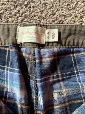 Woolrich Heritage Gray Canvas Pants Straight Fir - Flannel Lined - 30x28